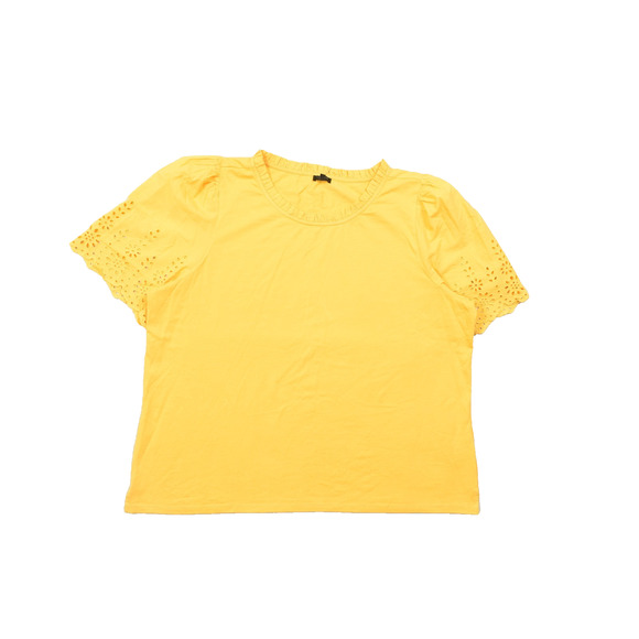 NEW Talbots Women's Plus Size 3X Yellow Ruffle Eyelet Sleeve Cotton Top - Picture 1 of 8